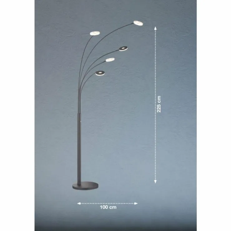 Luminaires Fischer & Honsel Éclairage Led|Lampadaire Fischer & Honsel Dent LED Noir, 5 lumières