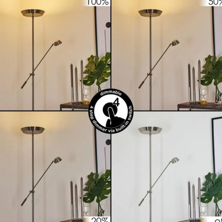 Luminaires Reality Éclairage Led|Lampadaire Florida LED Nickel mat, 2 lumières