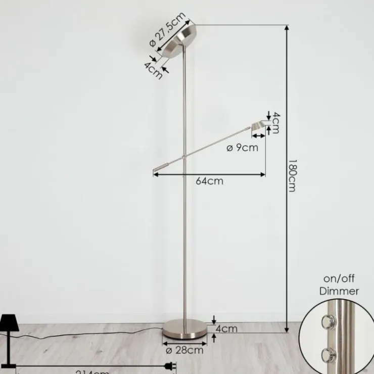 Luminaires Reality Éclairage Led|Lampadaire Florida LED Nickel mat, 2 lumières