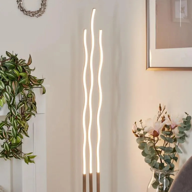 Lampadaire Gamsen LED Nickel mat, 3 lumières, Télécommandes, Changeur de couleurs