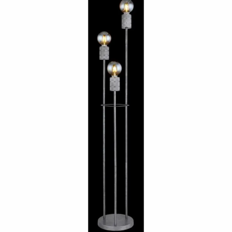 Luminaires Globo Lighting Lampadaires Et Lampes Sur Pied|Lampadaire Globo FREDDY Argent Oxydé, 3 lumières