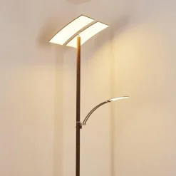 hofstein Lampadaires Et Lampes Sur Pied|Lampadaire Lasona LED Brun, Argenté, 2 lumières