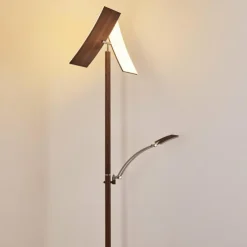 hofstein Lampadaires Et Lampes Sur Pied|Lampadaire Lasona LED Brun, Argenté, 2 lumières