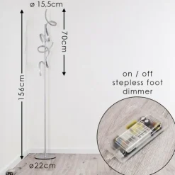 hofstein Éclairage Led|Lampadaire Lavaca LED Argenté, 2 lumières