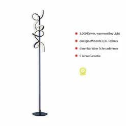 Luminaires Leuchten Direkt Éclairage Led|Lampadaire Leuchten-Direkt CURLS LED Noir, 2 lumières