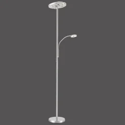 Lampadaire Leuchten-Direkt LOLAsmart-ROCCO LED Acier brossé, 1 lumière, Télécommandes