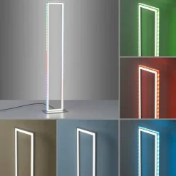 Luminaires Leuchten Direkt Éclairage Led|Lampadaire Leuchten-Direkt FELIX60 LED Acier brossé, 2 lumières, Télécommandes, Changeur de couleurs
