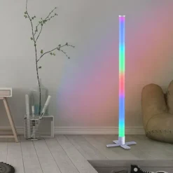 Luminaires Leuchten Direkt Éclairage Led|Lampadaire Leuchten-Direkt RINGO LED Argenté, 1 lumière, Télécommandes, Changeur de couleurs