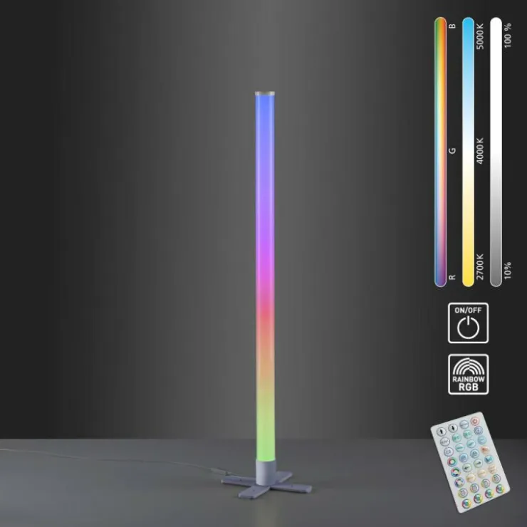 Luminaires Leuchten Direkt Éclairage Led|Lampadaire Leuchten-Direkt RINGO LED Argenté, 1 lumière, Télécommandes, Changeur de couleurs