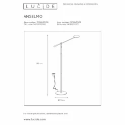 Luminaires Lucide Éclairage Led|Lampadaire Lucide ANSELMO LED Noir, 1 lumière