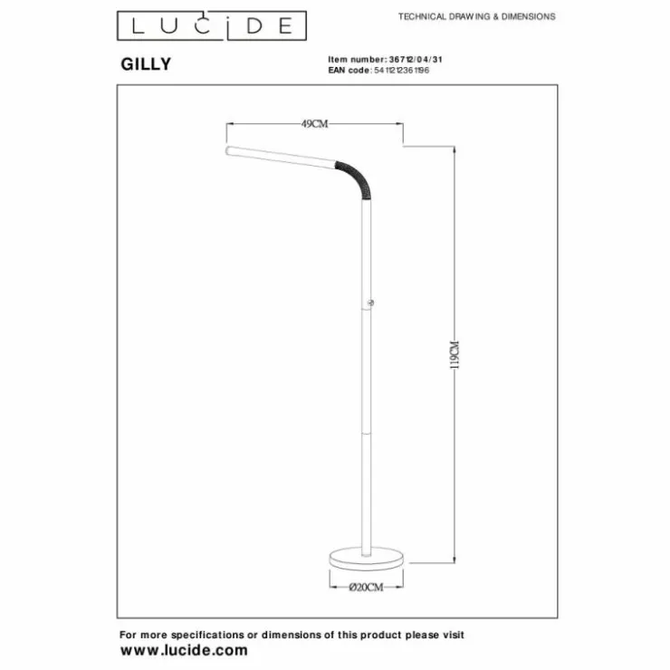 Luminaires Lucide Éclairage Led|Lampadaire Lucide GILLY LED Blanc, 1 lumière