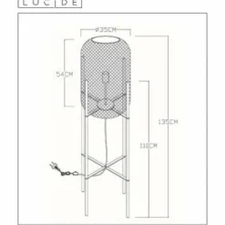 Luminaires Lucide Lampadaires Et Lampes Sur Pied|Lampadaire Lucide MESH Noir, 1 lumière