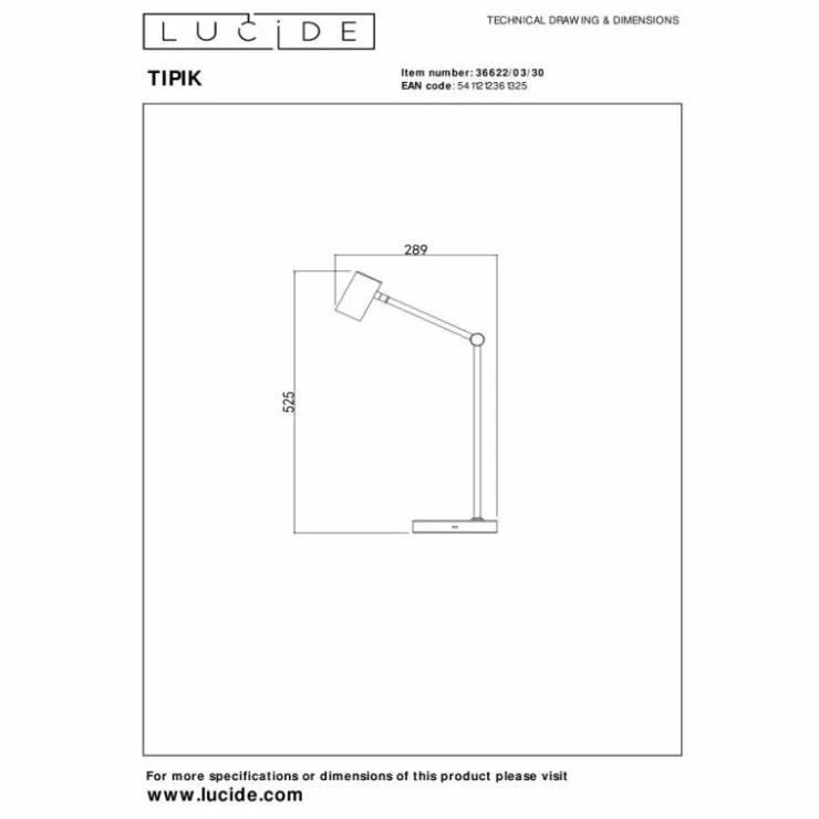 Luminaires Lucide Éclairage Led|Lampadaire Lucide TIPIK LED Noir, 1 lumière