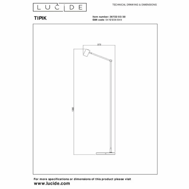 Luminaires Lucide Éclairage Led|Lampadaire Lucide TIPIK LED Noir, 1 lumière