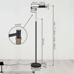 hofstein Éclairage Led|Lampadaire Norrlida LED Chrome, Noir, 1 lumière