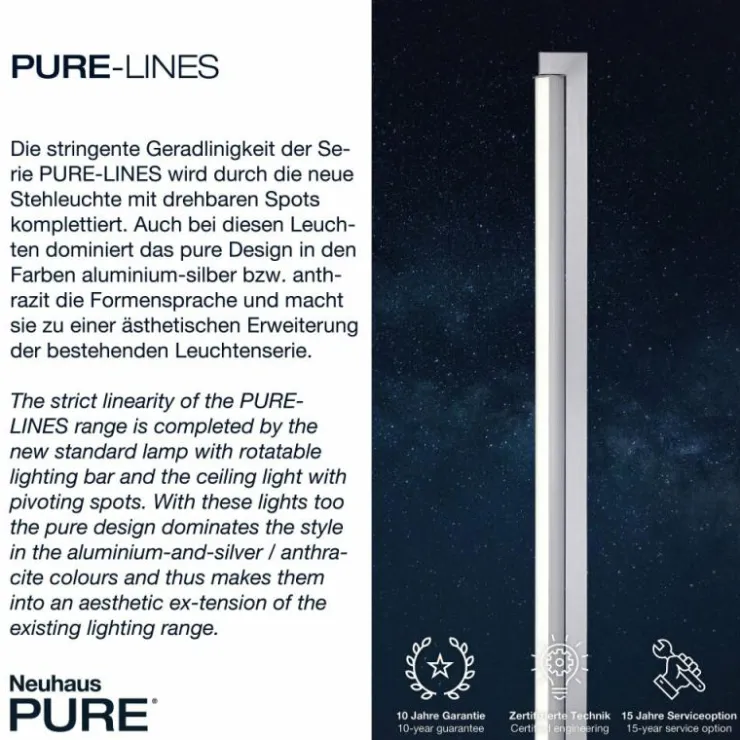 Luminaires Paul Neuhaus Lampadaires Et Lampes Sur Pied|Lampadaire Paul Neuhaus PURE-LINES LED Aluminium, 1 lumière, Télécommandes