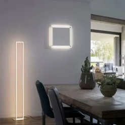 Lampadaire Paul-Neuhaus Q-KAAN LED Acier brossé, 2 lumières, Télécommandes