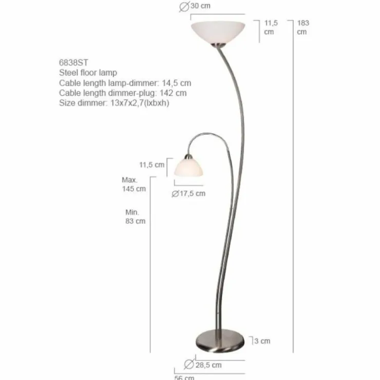 Luminaires Steinhauer Lampadaires Et Lampes Sur Pied|Lampadaire Steinhauer CAPRI Acier inoxydable, 2 lumières