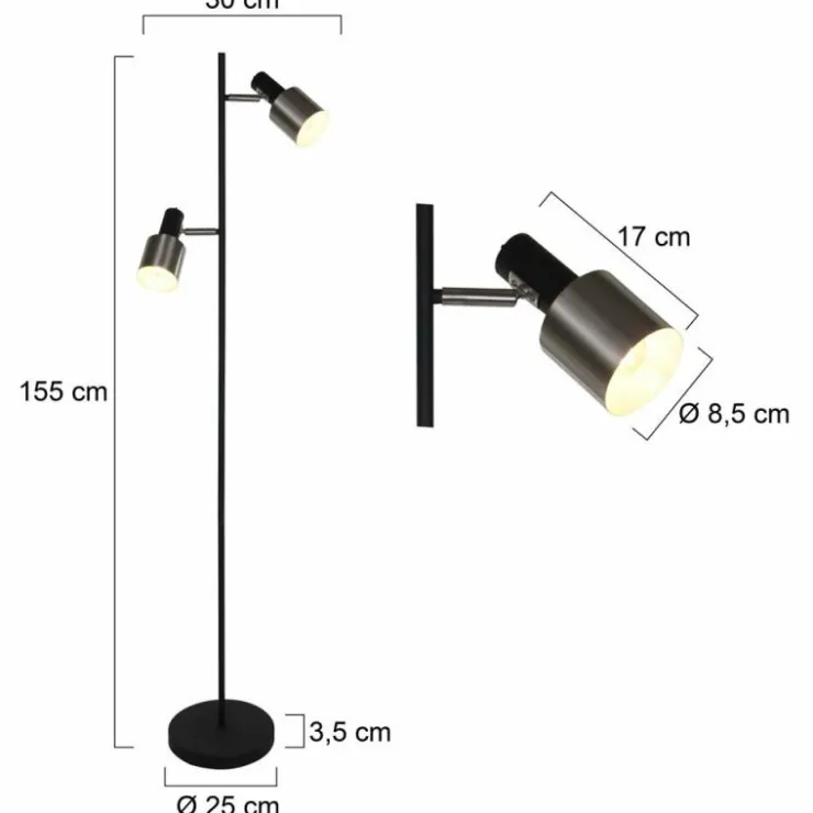 Luminaires Steinhauer Lampadaires Et Lampes Sur Pied|Lampadaire Steinhauer Fjorgard Noir, 2 lumières