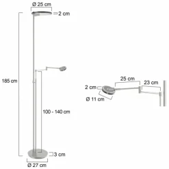 Luminaires Steinhauer Lampadaires Et Lampes Sur Pied|Lampadaire Steinhauer Turound LED Acier brossé, 2 lumières