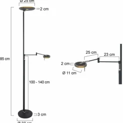Luminaires Steinhauer Éclairage Led|Lampadaire Steinhauer Turound LED Noir, 2 lumières