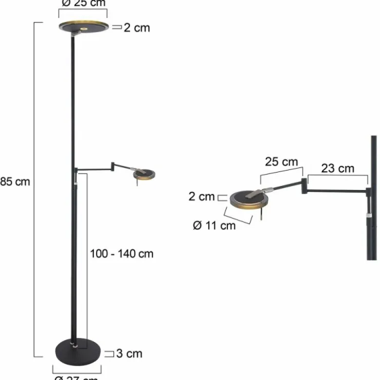 Luminaires Steinhauer Éclairage Led|Lampadaire Steinhauer Turound LED Noir, 2 lumières