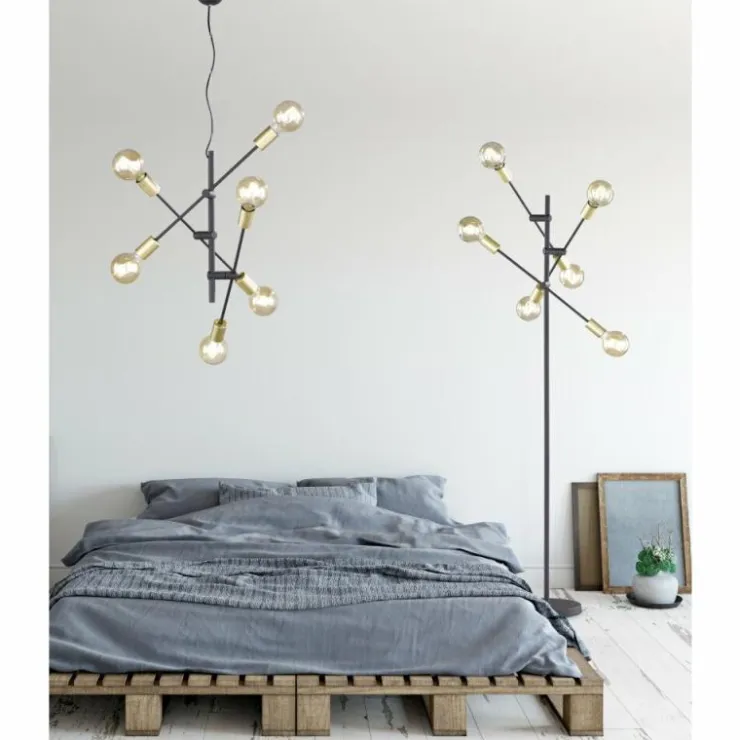 Luminaires Trio Lampadaires Et Lampes Sur Pied|Lampadaire Trio CROSS Noir, 6 lumières