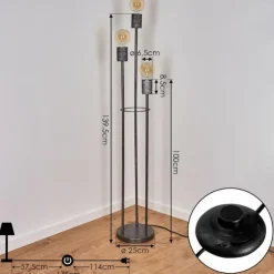 hofstein Lampadaires Et Lampes Sur Pied|Lampadaire Tyldom Argent Oxydé, 3 lumières
