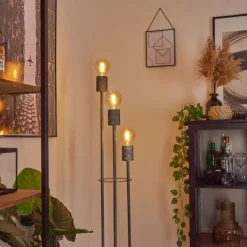 hofstein Lampadaires Et Lampes Sur Pied|Lampadaire Tyldom Argent Oxydé, 3 lumières