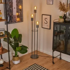 hofstein Lampadaires Et Lampes Sur Pied|Lampadaire Tyldom Argent Oxydé, 3 lumières