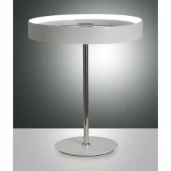Luminaires Fabas Luce Éclairage Led|Lampe à poser Fabas Luce Double LED Chrome, Blanc, 1 lumière