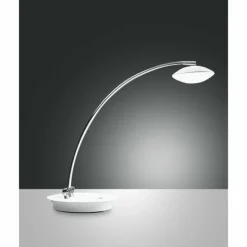 Luminaires Fabas Luce Éclairage Led|Lampe à poser Fabas Luce Hale LED Chrome, Blanc, 1 lumière