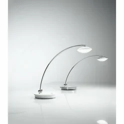 Luminaires Fabas Luce Éclairage Led|Lampe à poser Fabas Luce Hale LED Chrome, Blanc, 1 lumière