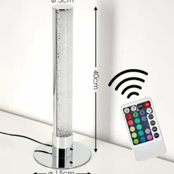 hofstein Éclairage Led|Lampe à poser Flaut LED Chrome, 1 lumière, Télécommandes, Changeur de couleurs