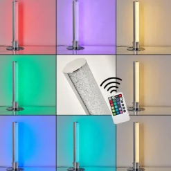 hofstein Éclairage Led|Lampe à poser Flaut LED Chrome, 1 lumière, Télécommandes, Changeur de couleurs