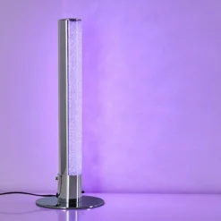 hofstein Éclairage Led|Lampe à poser Flaut LED Chrome, 1 lumière, Télécommandes, Changeur de couleurs