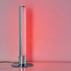 hofstein Éclairage Led|Lampe à poser Flaut LED Chrome, 1 lumière, Télécommandes, Changeur de couleurs