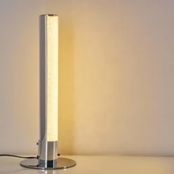 hofstein Éclairage Led|Lampe à poser Flaut LED Chrome, 1 lumière, Télécommandes, Changeur de couleurs