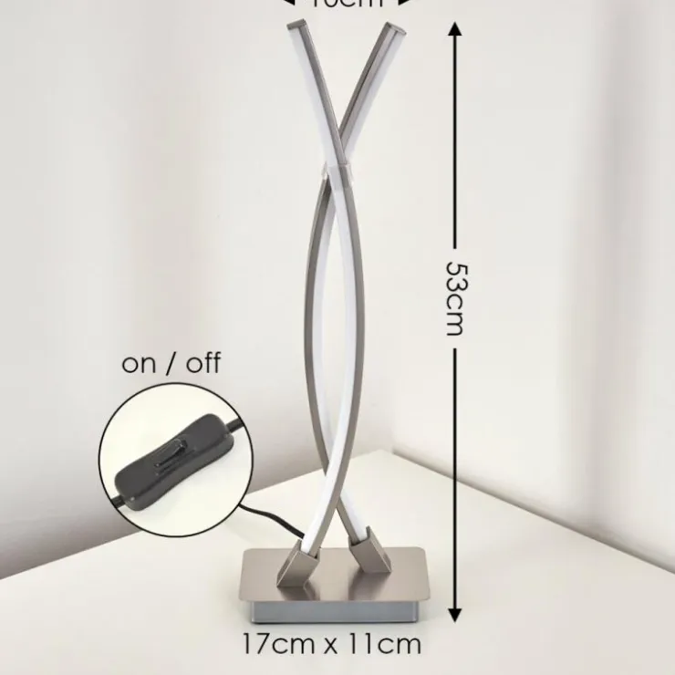 hofstein Lampes À Poser|Lampe à poser Horpmaal LED Nickel mat, 2 lumières