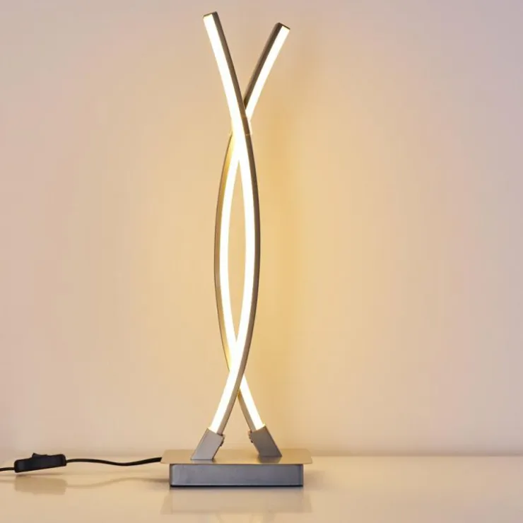 hofstein Lampes À Poser|Lampe à poser Horpmaal LED Nickel mat, 2 lumières