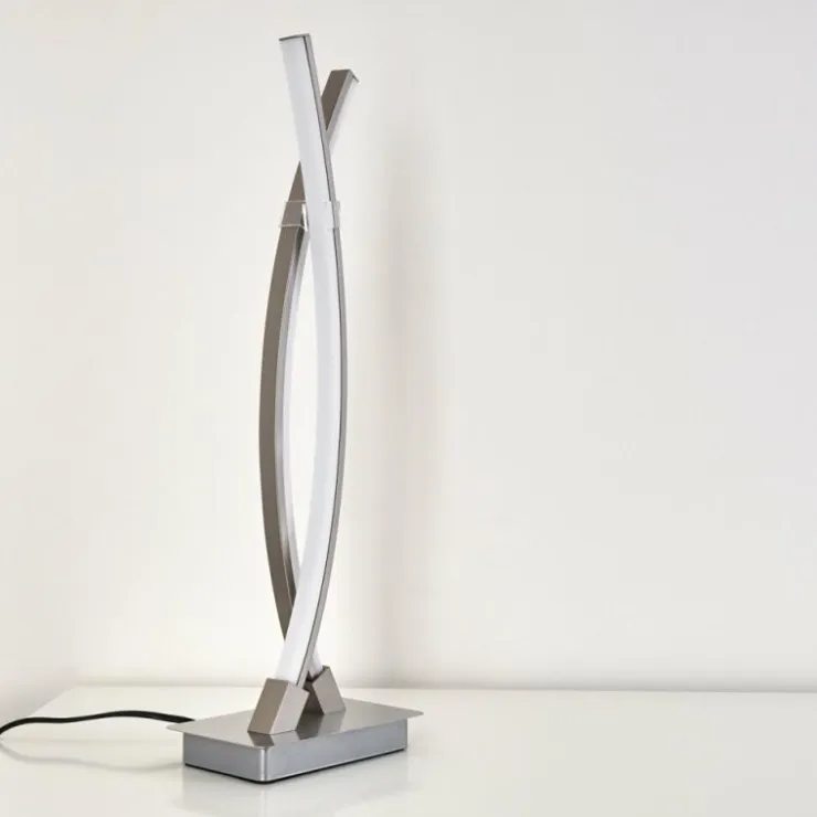 hofstein Lampes À Poser|Lampe à poser Horpmaal LED Nickel mat, 2 lumières