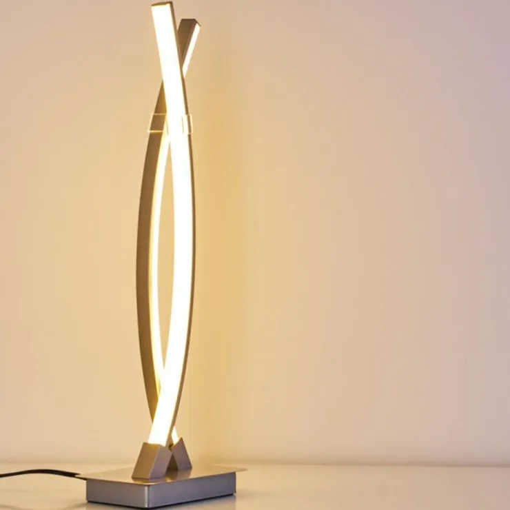hofstein Lampes À Poser|Lampe à poser Horpmaal LED Nickel mat, 2 lumières