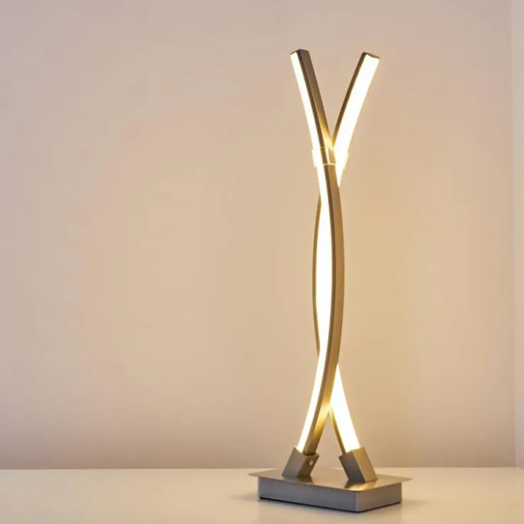 hofstein Lampes À Poser|Lampe à poser Horpmaal LED Nickel mat, 2 lumières