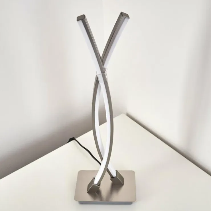 hofstein Lampes À Poser|Lampe à poser Horpmaal LED Nickel mat, 2 lumières