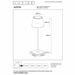 Lampe à poser Lucide JUSTIN LED Noir, 1 lumière