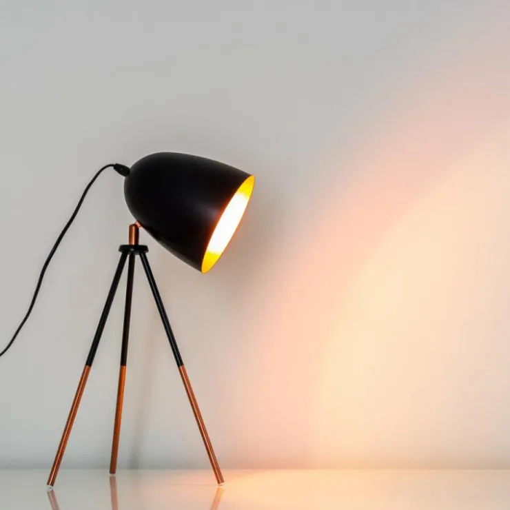 hofstein Lampes À Poser|Lampe à poser MONTREAL Cuivre, Noir, 1 lumière