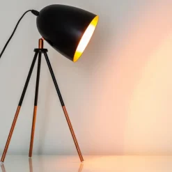 hofstein Lampes À Poser|Lampe à poser MONTREAL Cuivre, Noir, 1 lumière