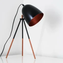 hofstein Lampes À Poser|Lampe à poser MONTREAL Cuivre, Noir, 1 lumière