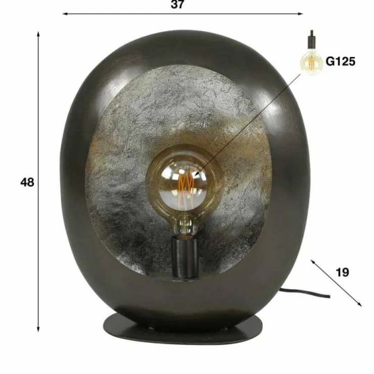 hofstein Lampes À Poser|Lampe de table Avenue Nickel mat, Noir, 1 lumière