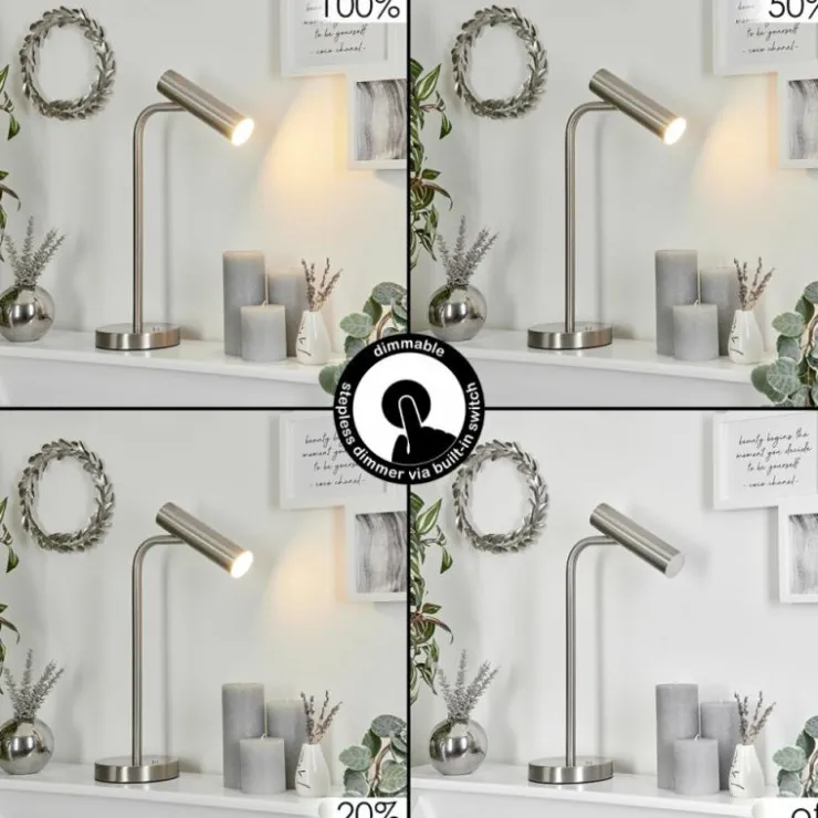 hofstein Lampes À Poser|Lampe de table Dalheim LED Nickel mat, 1 lumière
